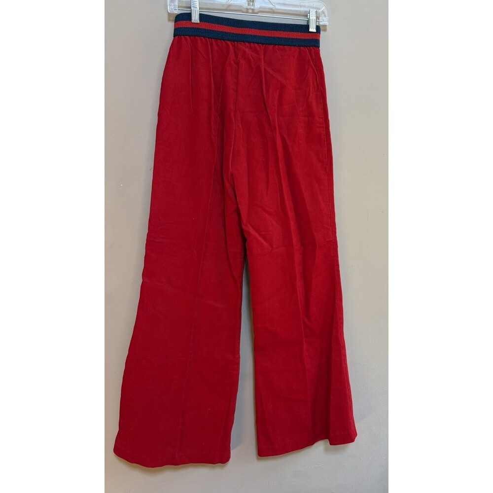 VTG 1970s NWT Sears Girls Red Flare Corduroy Pants Kids Size 14 Retro Stripe